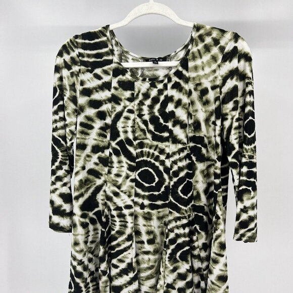 Sami & Jo Olive Green Tie Dye 3/4 Sleeve Knit Tunic Top Casual Comfy‎ - Picture 5 of 9